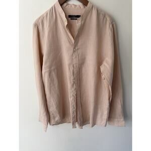 Gianni Lupo Mens Linen Shirt Size XL Coral Long Sleeve Button Down Handmade